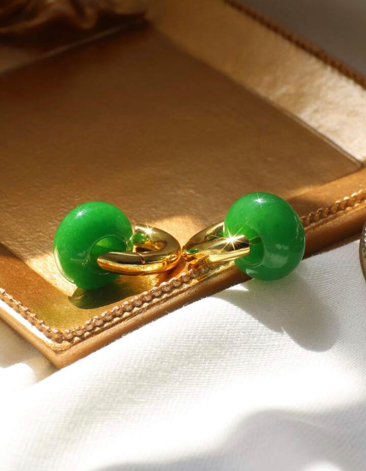 Green Agate Hoop Huggies