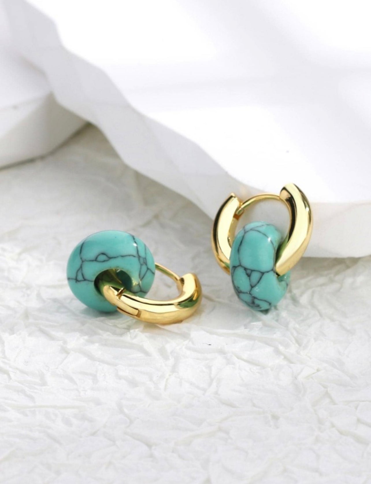 Turquoise Hoop Huggies
