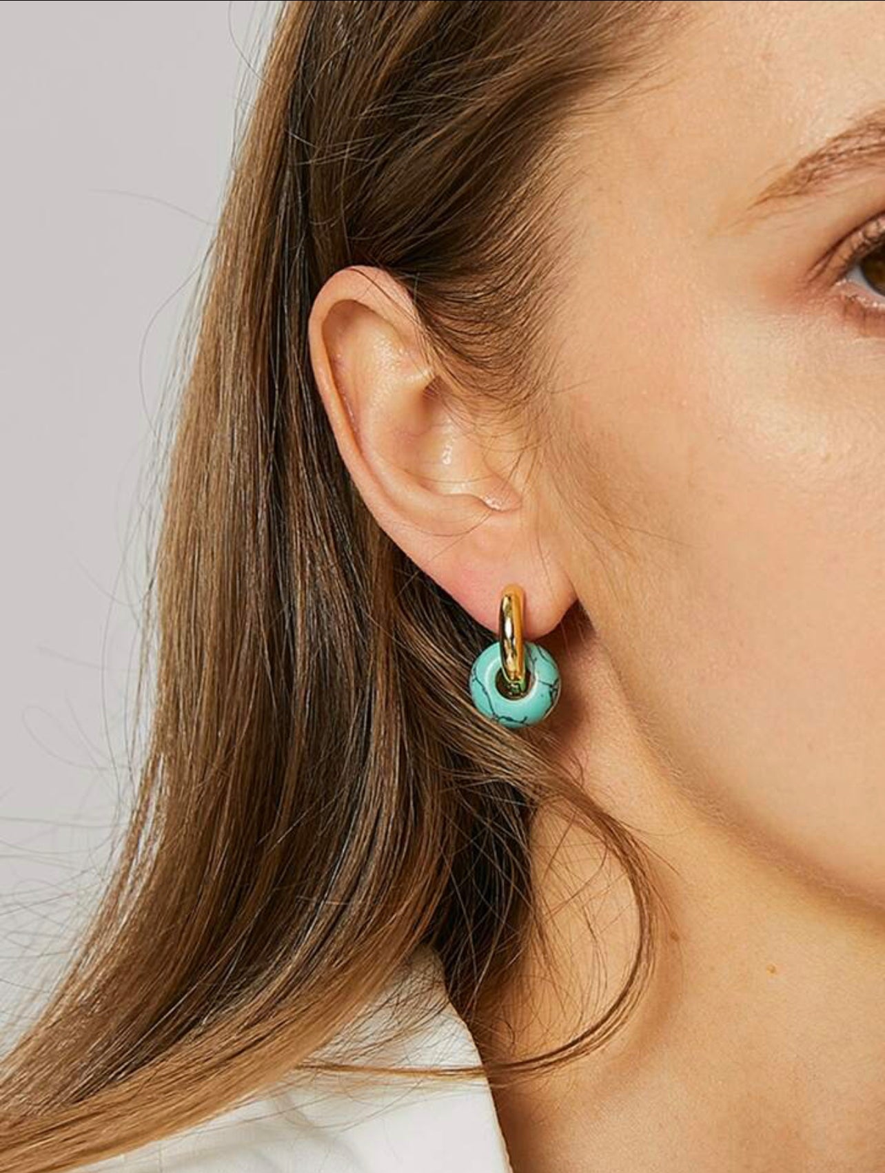 Turquoise Hoop Huggies