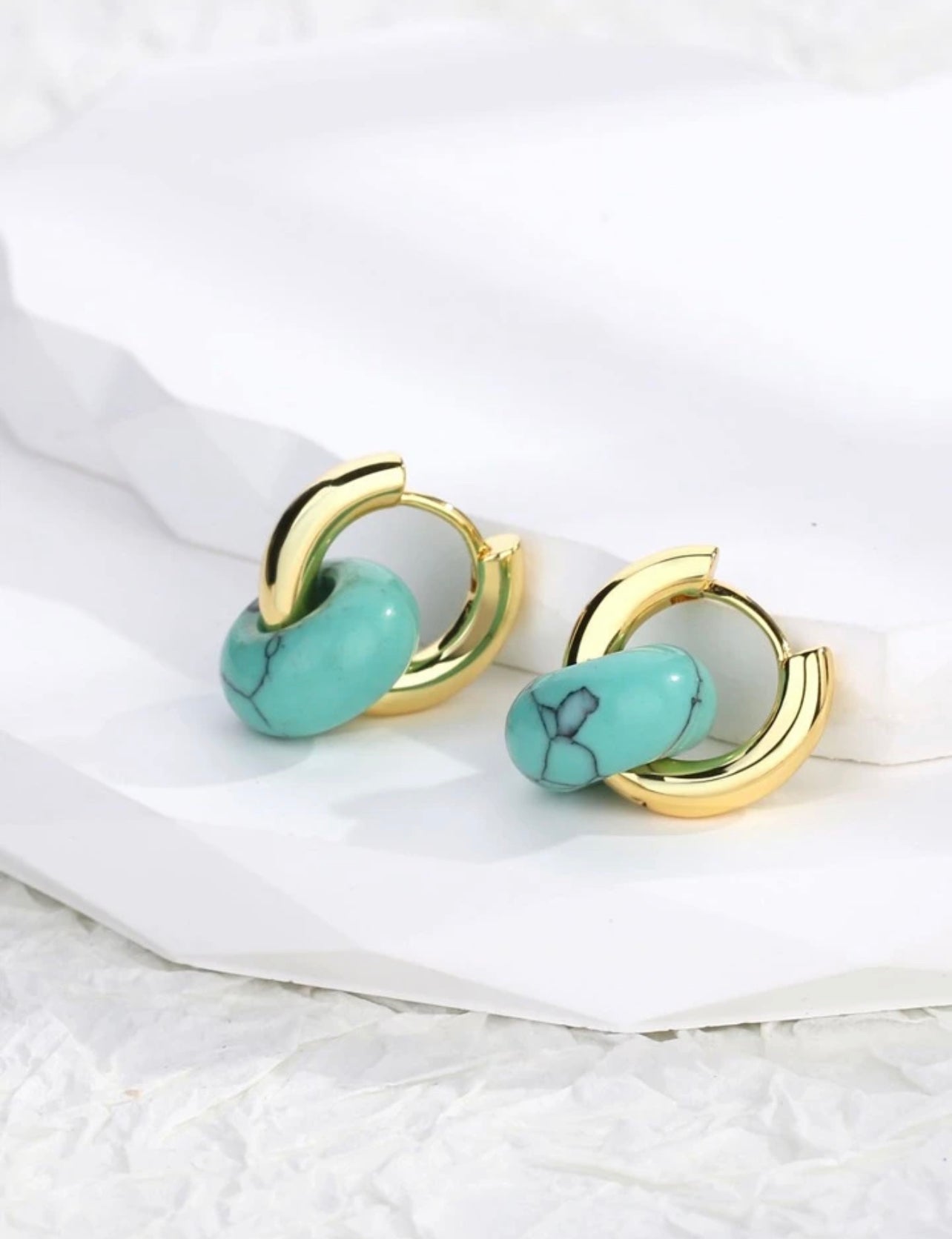 Turquoise Hoop Huggies