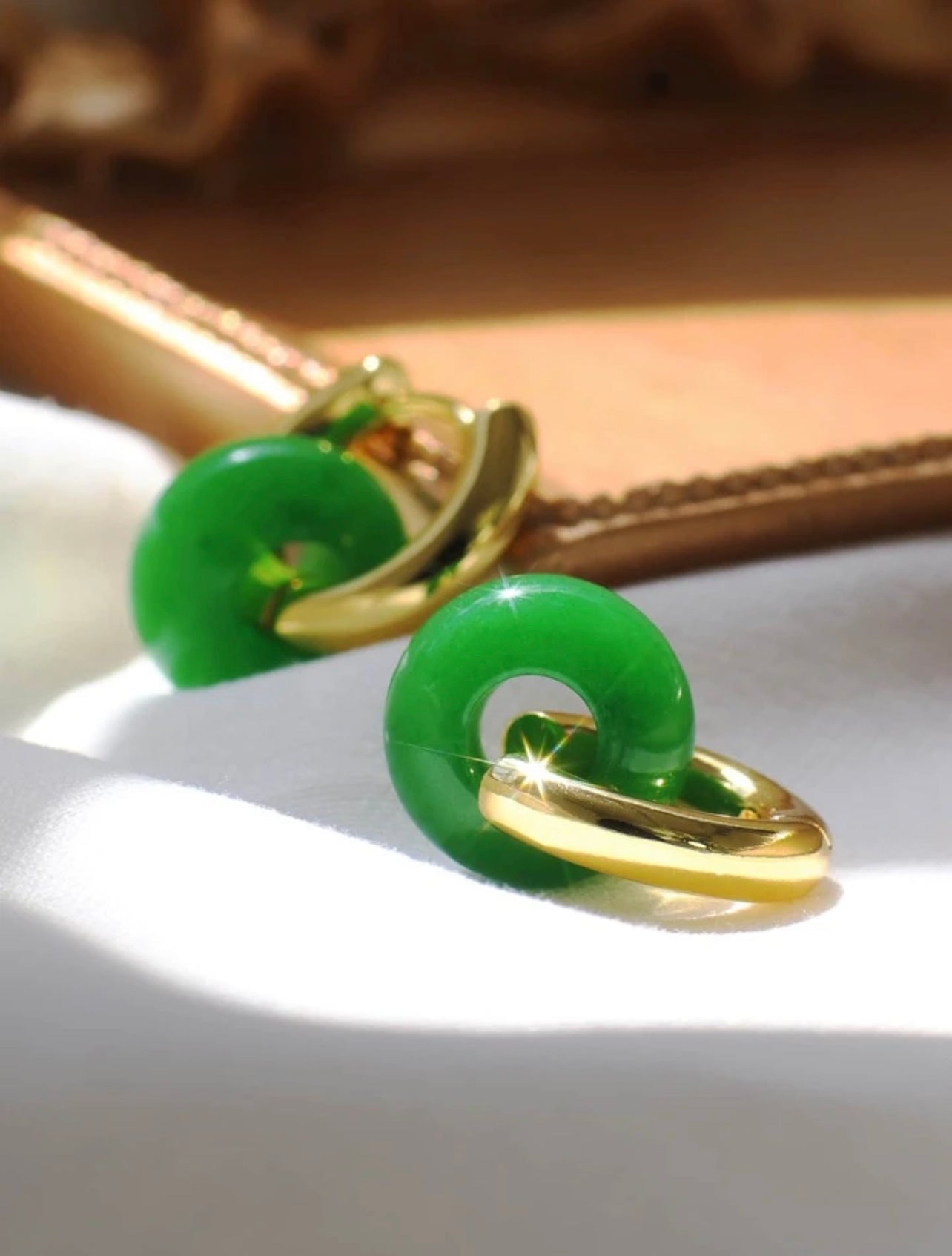 Green Agate Hoop Huggies