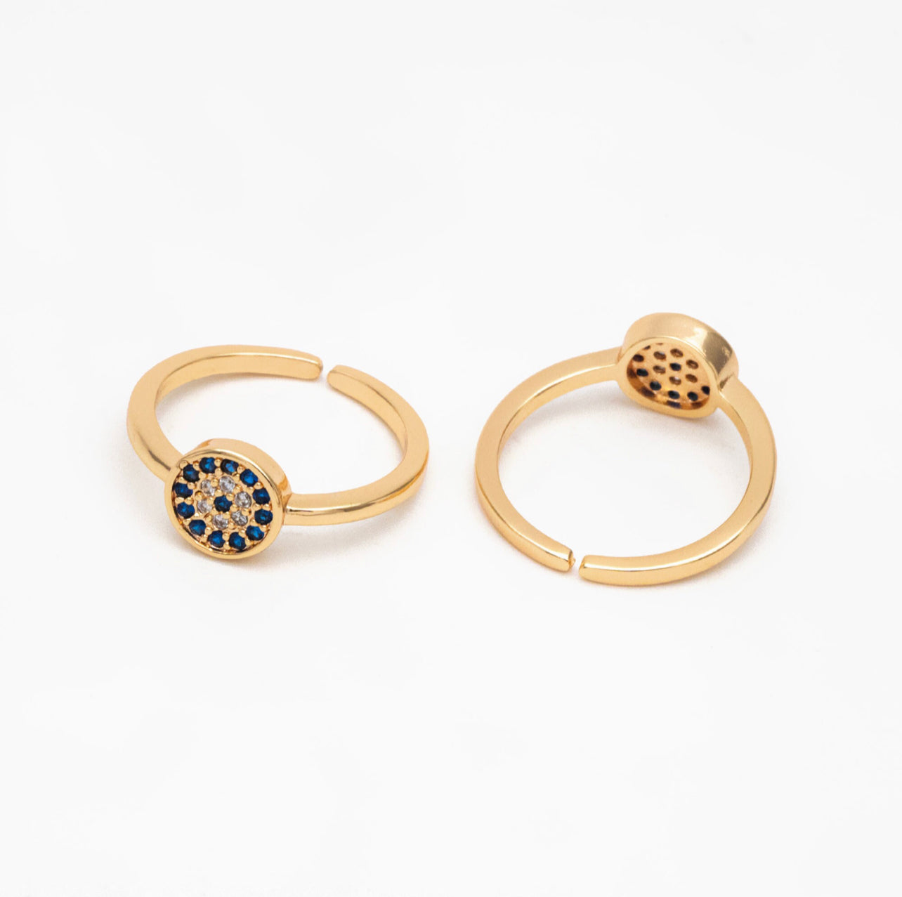 Gold Evil Eye Ring, CZ Round Ring, Dainty Stackable Ring,