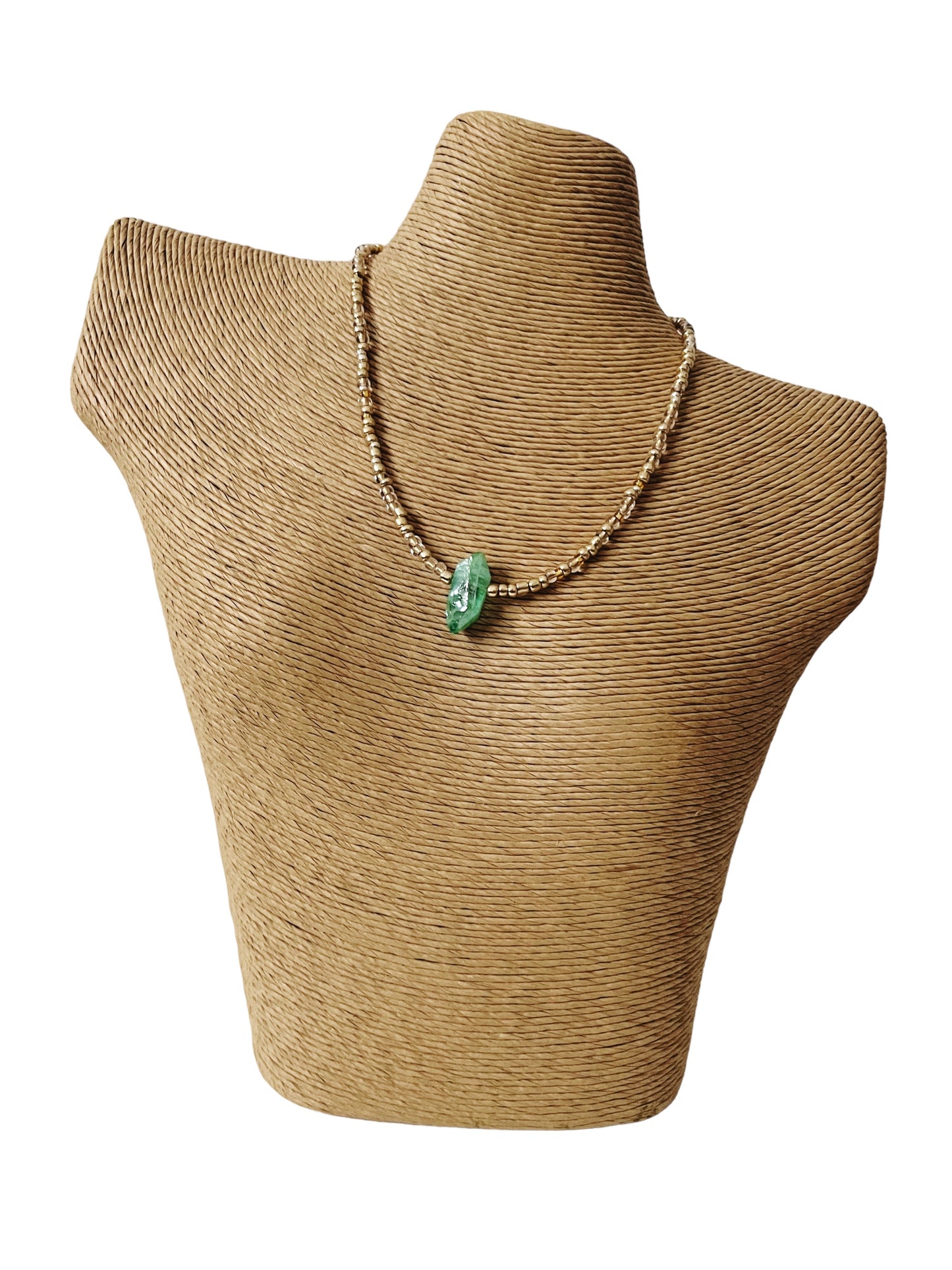 Gold Beaded and Crystal Necklace
