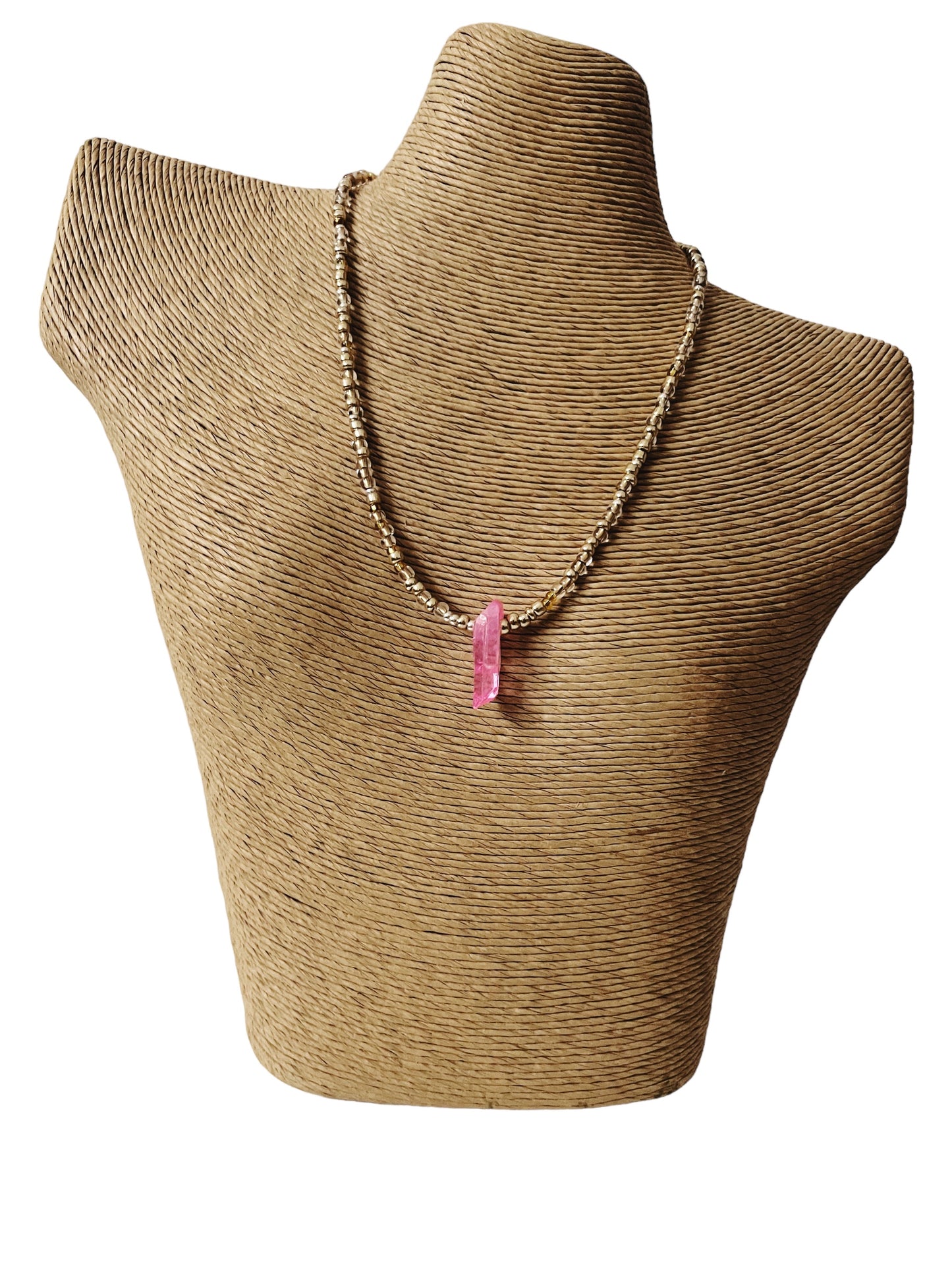 Gold Beaded and Crystal Necklace