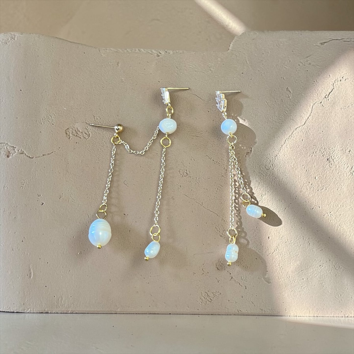 Asymmetrical Pearl Drop Earrings