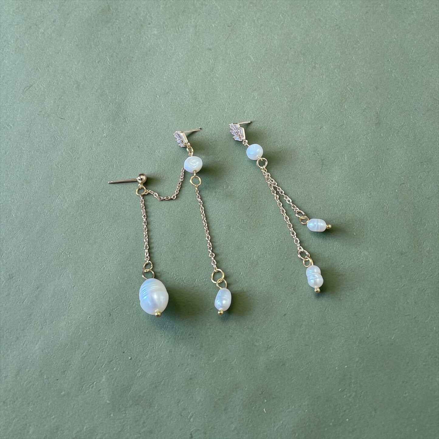 Asymmetrical Pearl Drop Earrings