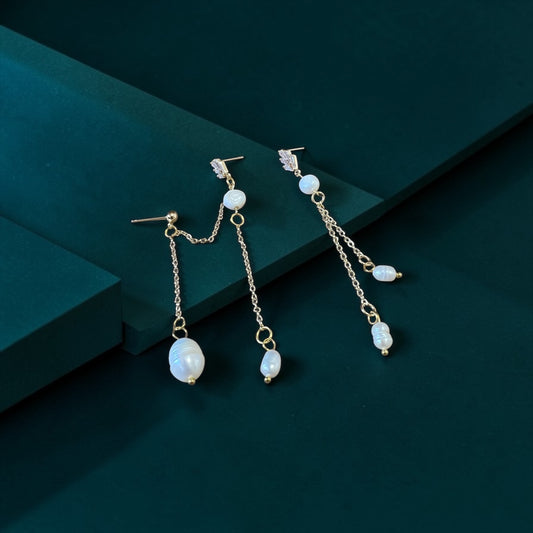 Asymmetrical Pearl Drop Earrings